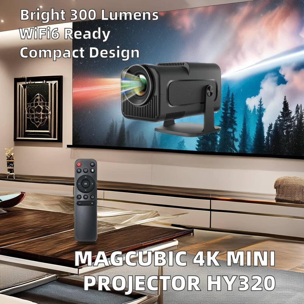 HY320 Mini Portable Android Projector with Wifi Smart Mirror Screen Maximum Resolution Mini Portable TV Projector